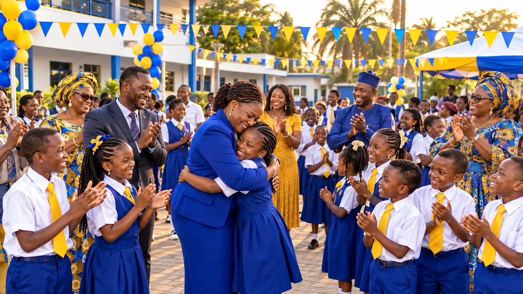Pupils celebrating together