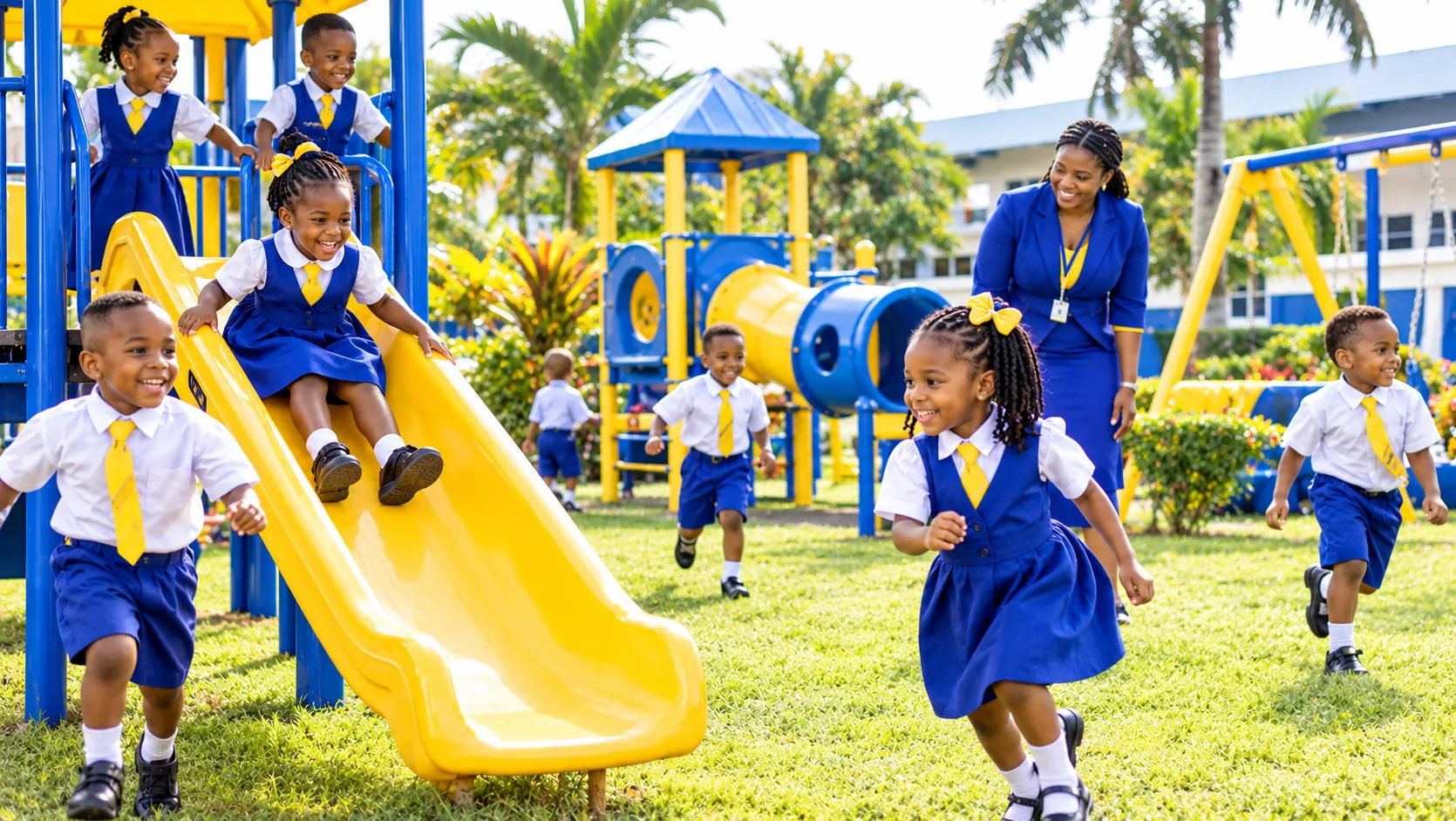 Young children at play on the school playground